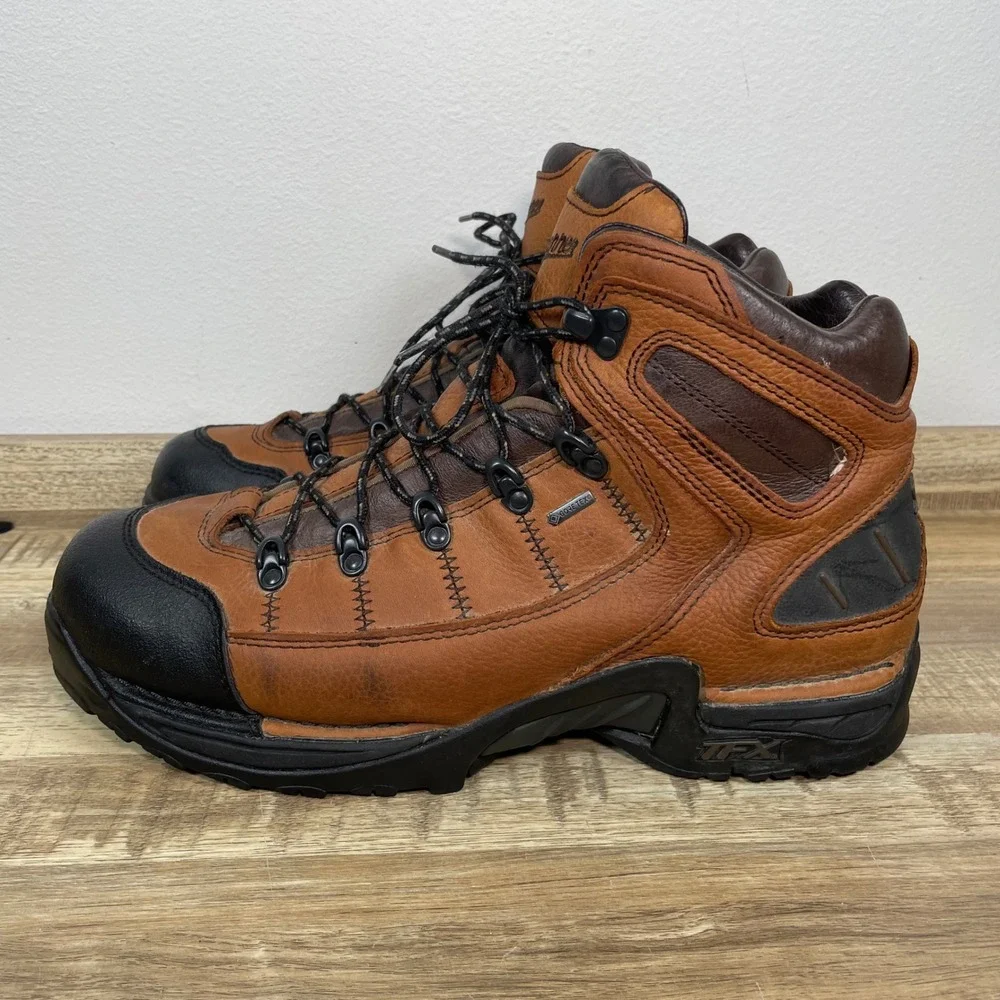 Danner 453 GORE-TEX Waterproof Waxed Leather Hiking Boots Mens 15M Dark Tan 5.5" - Picture 3 of 10